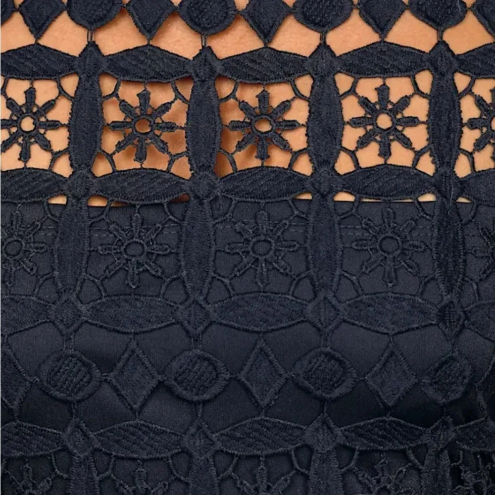 Lulus Pay Tribute Navy Blue Crochet Lace Dress -Size M - Picture 5 of 13